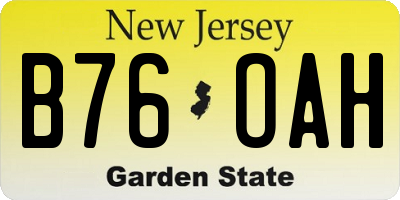 NJ license plate B76OAH