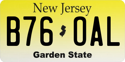 NJ license plate B76OAL