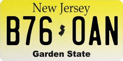 NJ license plate B76OAN