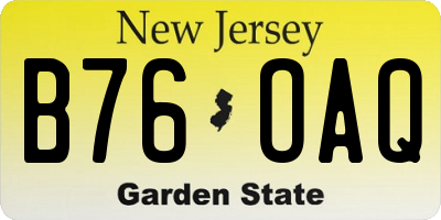 NJ license plate B76OAQ