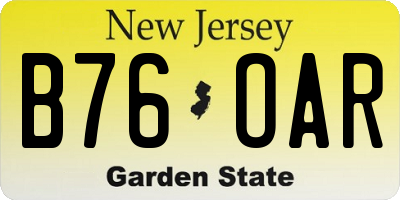 NJ license plate B76OAR