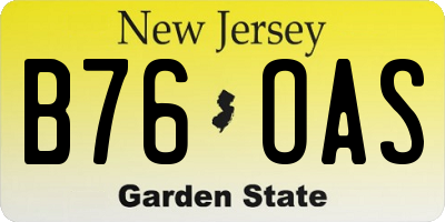 NJ license plate B76OAS