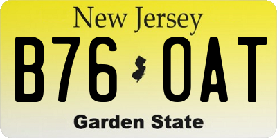 NJ license plate B76OAT