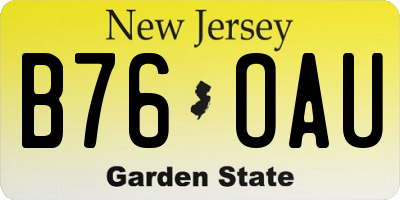 NJ license plate B76OAU