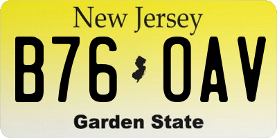 NJ license plate B76OAV