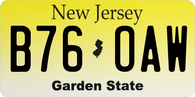 NJ license plate B76OAW