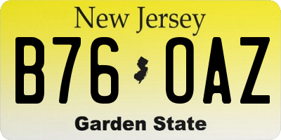 NJ license plate B76OAZ