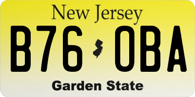 NJ license plate B76OBA