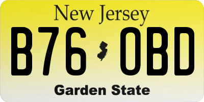NJ license plate B76OBD