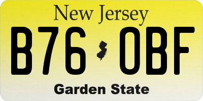 NJ license plate B76OBF