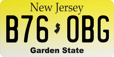 NJ license plate B76OBG