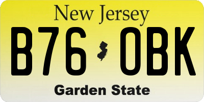 NJ license plate B76OBK