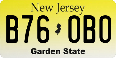 NJ license plate B76OBO