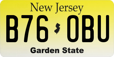 NJ license plate B76OBU