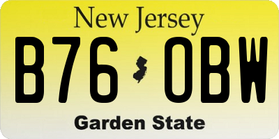 NJ license plate B76OBW