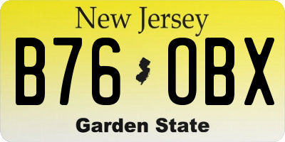 NJ license plate B76OBX