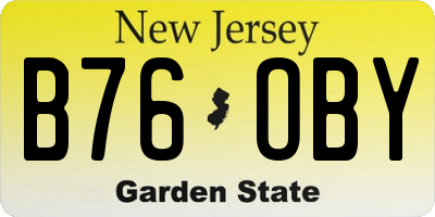 NJ license plate B76OBY