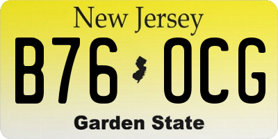 NJ license plate B76OCG