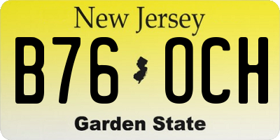 NJ license plate B76OCH