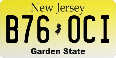 NJ license plate B76OCI