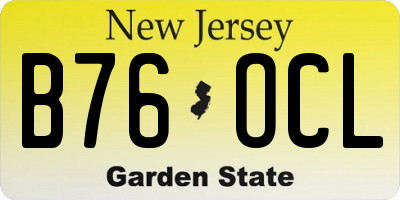 NJ license plate B76OCL