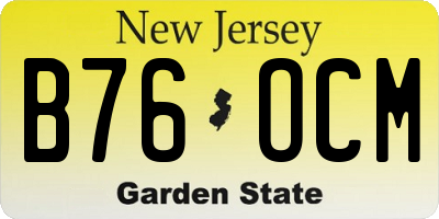 NJ license plate B76OCM