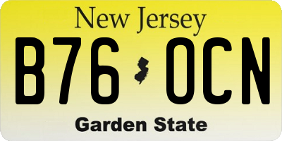 NJ license plate B76OCN
