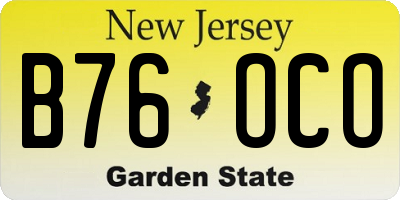 NJ license plate B76OCO