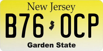 NJ license plate B76OCP