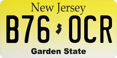 NJ license plate B76OCR