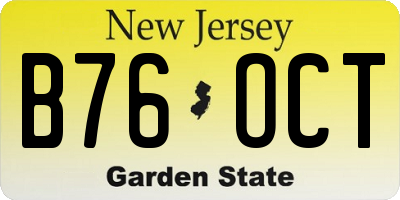 NJ license plate B76OCT
