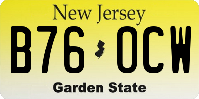 NJ license plate B76OCW
