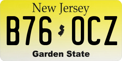 NJ license plate B76OCZ