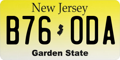 NJ license plate B76ODA