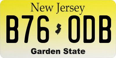 NJ license plate B76ODB