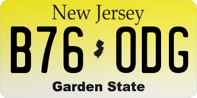NJ license plate B76ODG
