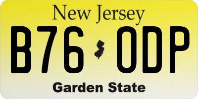 NJ license plate B76ODP