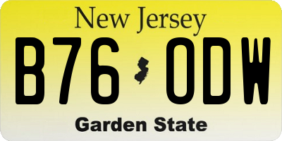 NJ license plate B76ODW