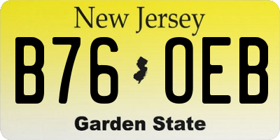 NJ license plate B76OEB