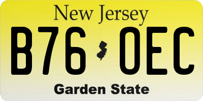 NJ license plate B76OEC