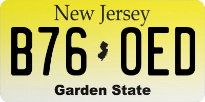 NJ license plate B76OED