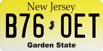 NJ license plate B76OET