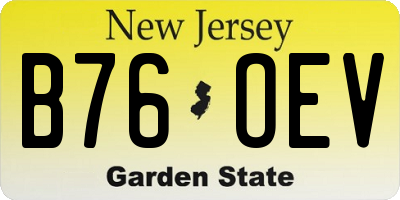 NJ license plate B76OEV