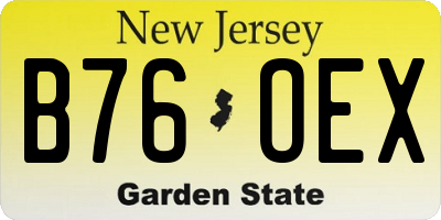 NJ license plate B76OEX