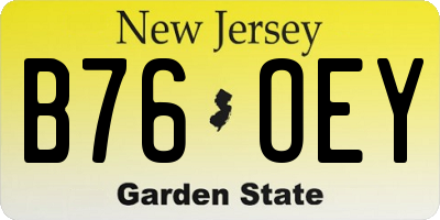 NJ license plate B76OEY