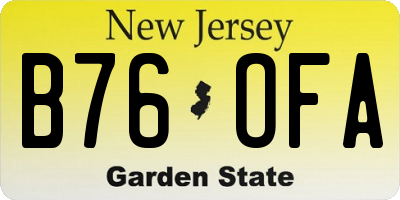 NJ license plate B76OFA