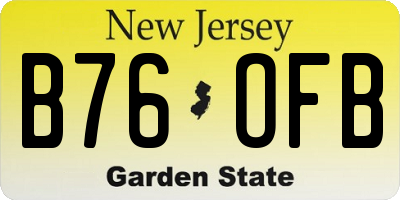NJ license plate B76OFB
