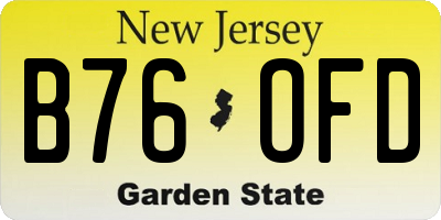 NJ license plate B76OFD