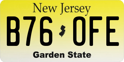 NJ license plate B76OFE