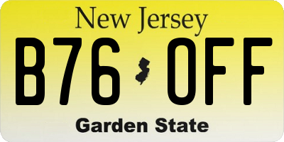 NJ license plate B76OFF